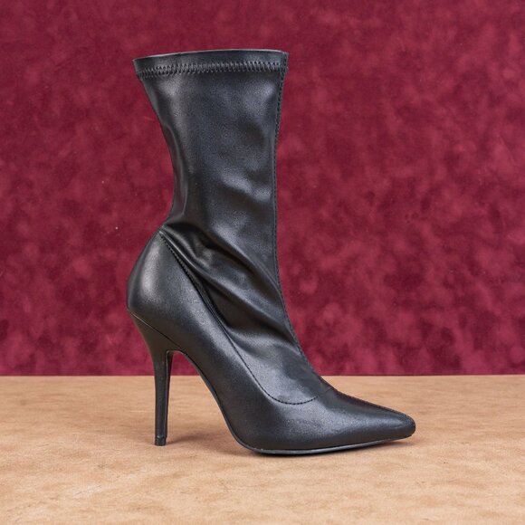 Azalea Wang Women Iceman Black Vegan Leather Pointy Toe Fashion Party Boots sz 7 - Picture 4 of 8